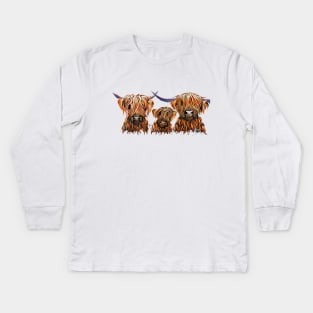 SCoTTiSH HiGHLaND CoWs ' THe TaNGeRiNeS ' Kids Long Sleeve T-Shirt